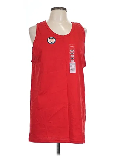 Pre-owned Hanes Sleeveless Top Red Scoop Neck Tops