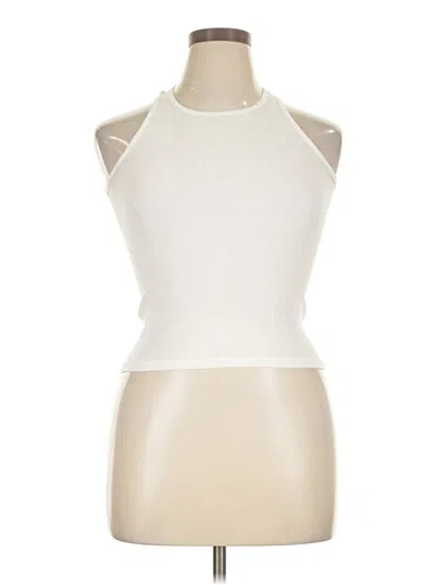 Pre-owned Hanes Tank Top Ivory Halter Neckline Tops