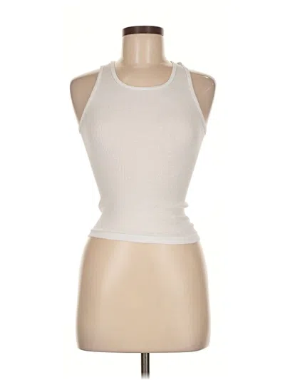 Pre-owned Hanes Tank Top Ivory Halter Neckline Tops In White