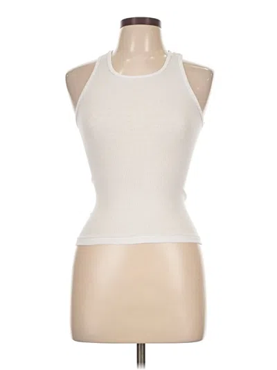 Pre-owned Hanes Tank Top Ivory Halter Neckline Tops In White