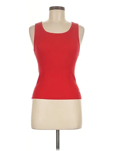 Pre-owned Hanes Tank Top Red Strapless Neckline Tops
