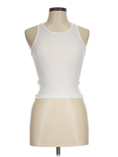 Pre-owned Hanes Tank Top White Halter Neckline Tops