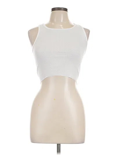 Pre-owned Hanes Tank Top White Halter Neckline Tops