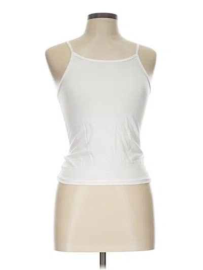 Pre-owned Hanes Tank Top White Halter Neckline Tops