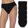 Hanes Ultimate 5-pack Pure Comfort High Cut Briefs Panties Underwear 43w5cs In Black