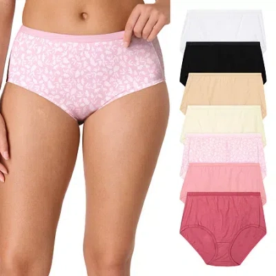 Hanes Ultimate 6+1 Bonus Pack Breathable Cotton Brief Panties Underwear 40h7cc In Pink