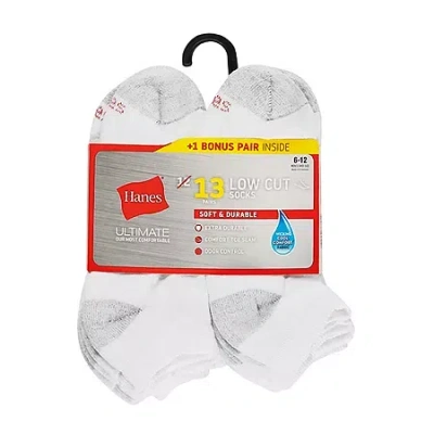 Hanes Ultimate Bonus Pack Mens Multi-pack 13 Pair Low Cut Socks In White