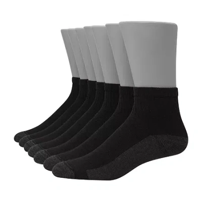 Hanes Ultimate Bonus Pack Mens Multi-pack 7 Pair Quarter Ankle Socks In Black