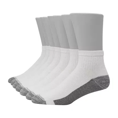 Hanes Ultimate Bonus Pack Mens Multi-pack 7 Pair Quarter Ankle Socks In White