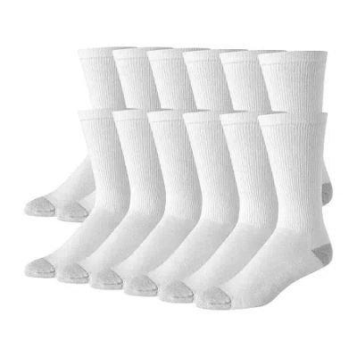 Hanes Ultimate Mens 12 Pair Big And Tall Crew Socks In White