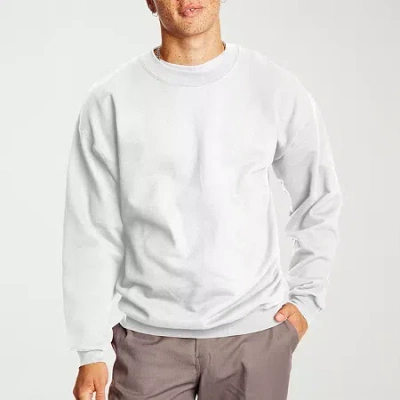 Hanes Ultimate Mens Crew Neck Long Sleeve Sweatshirt In White