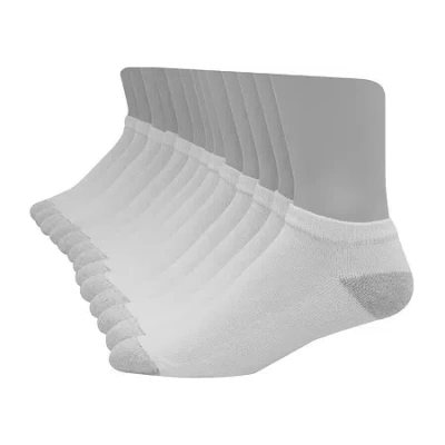 Hanes Ultimate Mens Multi-pack 12 Pair Big And Tall Low Cut Socks In White