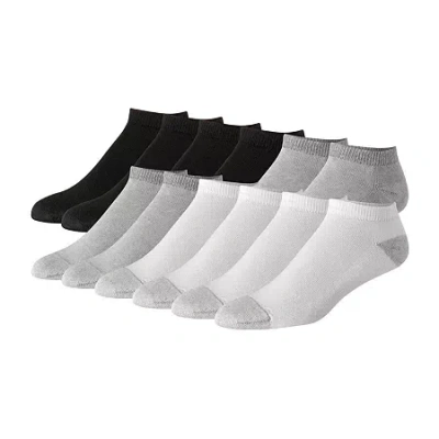 Hanes Ultimate Mens Multi-pack 12 Pair Low Cut Socks In Silver