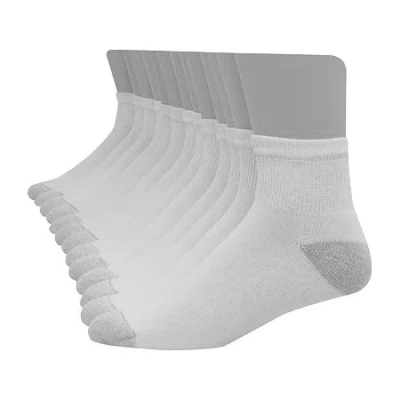 Hanes Ultimate Mens Multi-pack 12 Pair Quarter Ankle Socks In Gray