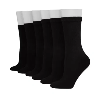 Hanes Ultimate Soft And Cushioned Womens 6 Pair Crew Socks In Black