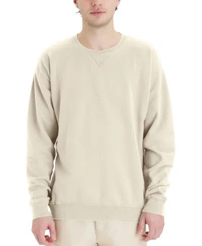Hanes Unisex Garment Dyed Fleece Sweatshirt In Beige
