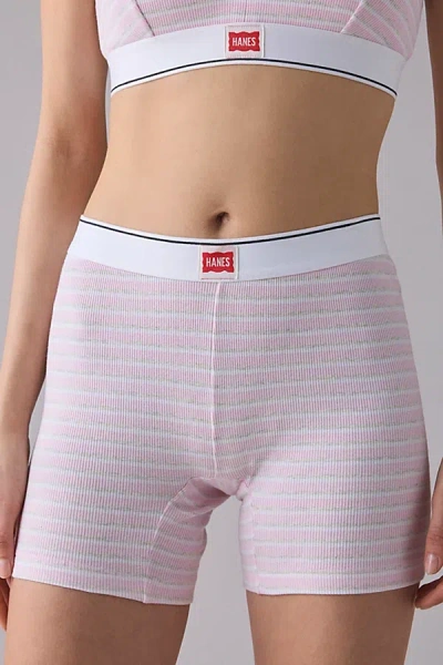 Hanes Uo Exclusive Jersey Knit Boxer Briefs In Pink Stripe, Women's At Urban Outfitters