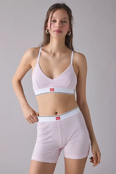 Hanes Uo Exclusive Jersey Knit Triangle Bralette Top In Pink Stripe, Women's At Urban Outfitters