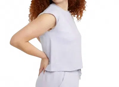 Hanes Variety 3-pack Ringspun Cotton Jersey Cap Sleeve Muscle Tees In White, Lilac, Black In Blue