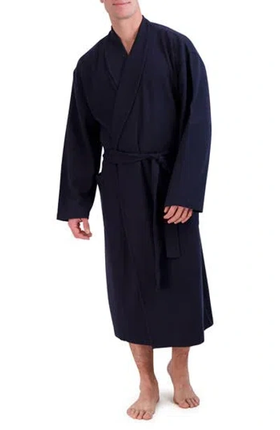 Hanes Waffle Knit Robe In Navy