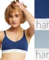 Hanes Women's 2-pk. Originals Ultimate Stretch Cotton Triangle Bralette Dho101 In Chilled Lilac,navy Eclipse (aueq)