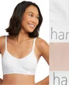 Hanes Women's 2-pk. Originals Ultimate Stretch Cotton Triangle Bralette Dho101 In White,light Buff (ap5c)