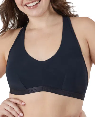 Hanes Women's 2-pack Originals Supersoft Ultimate V-neck Racerback Bralette Dus201 In White,black
