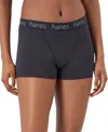 Hanes Women's 3-pk. Originals Ultimate Cotton Stretch Boxer Brief Underwear 45uobb In Black,black Floral,deep Glow (atdu