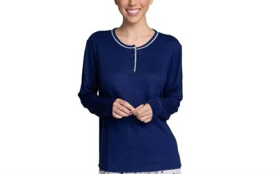 Hanes Women's Henley Top In Blue