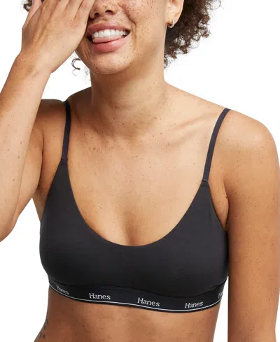 Hanes Women's Originals Comfortflex Cropped Bralette Mso103 In Black