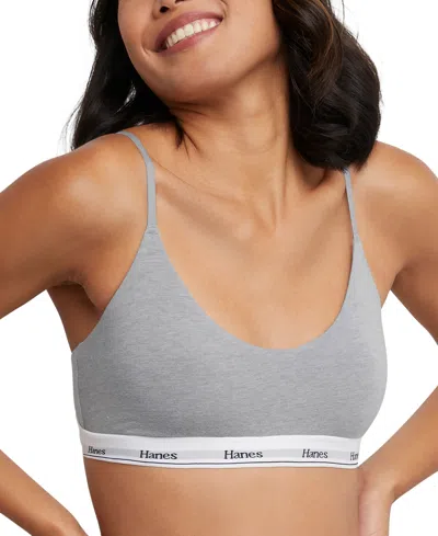 Hanes Women's Originals Comfortflex Cropped Bralette Mso103 In Concrete Pe Heather