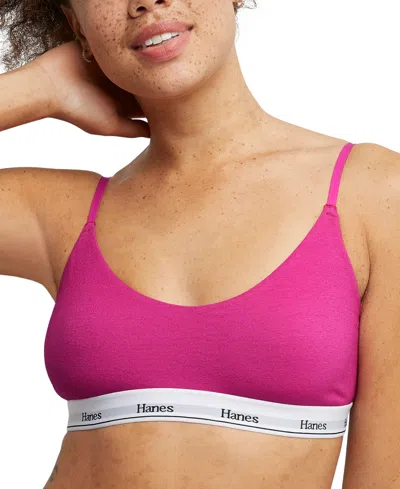 Hanes Women's Originals Comfortflex Cropped Bralette Mso103 In Honeymoon Pink