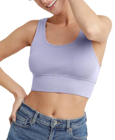 Hanes Women's Originals Cozywear Ribbed Longline Bralette Og116 In Urban Lilac