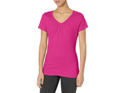 Hanes Women's Shirred V-neck T-shirt Women's Clothing Amaranth: X-large In Pink
