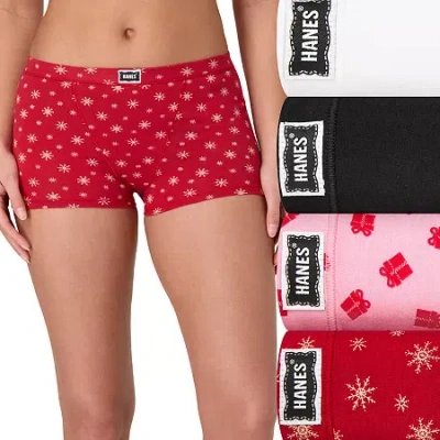 Hanes Womens Boxer Briefs Uo45v4 In Red