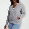 Hanes Womens Long Sleeve Zipper Active Hoodie In Gray