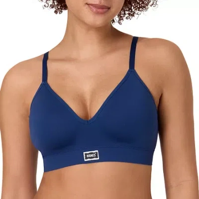Hanes Womens Seamless Light Support T-shirt Bralette Dho203 In Blue