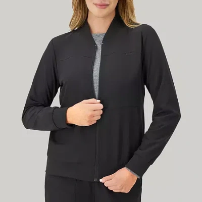 Hanes Womens Tag Free Moisture Wicking Scrub Jackets In Black