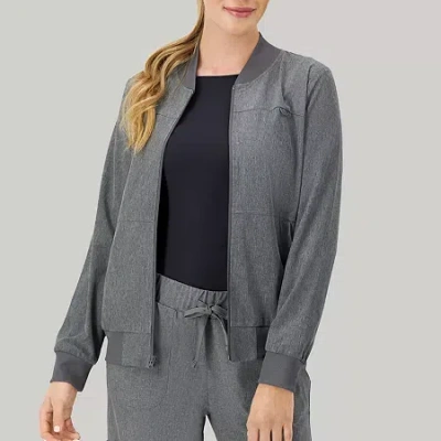 Hanes Womens Tag Free Moisture Wicking Scrub Jackets In Gray