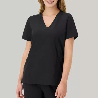 Hanes Womens V Neck Short Sleeve Tag Free Scrub Top In Black