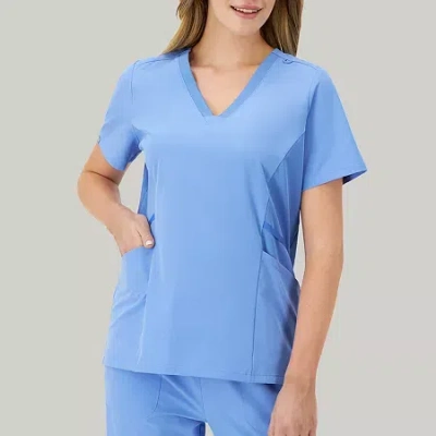 Hanes Womens V Neck Short Sleeve Tag Free Scrub Top In Blue
