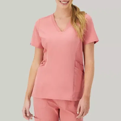 Hanes Womens V Neck Short Sleeve Tag Free Scrub Top In Pink
