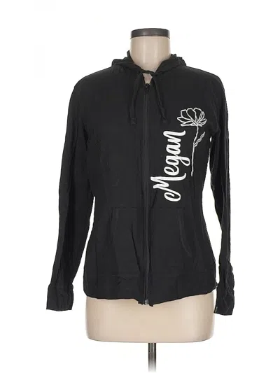 Pre-owned Hanes Zip Up Hoodie In Black