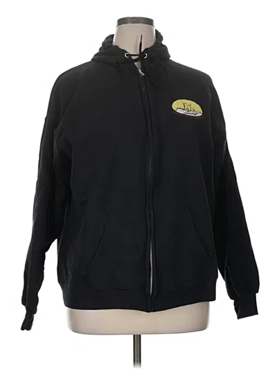 Pre-owned Hanes Zip Up Hoodie In Black