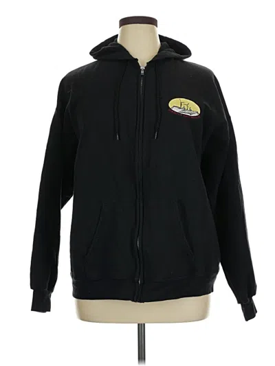 Pre-owned Hanes Zip Up Hoodie In Black