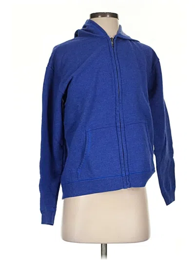 Pre-owned Hanes Zip Up Hoodie In Blue