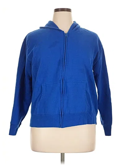 Pre-owned Hanes Zip Up Hoodie In Blue