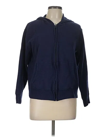 Pre-owned Hanes Zip Up Hoodie In Blue