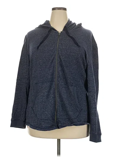 Pre-owned Hanes Zip Up Hoodie In Blue