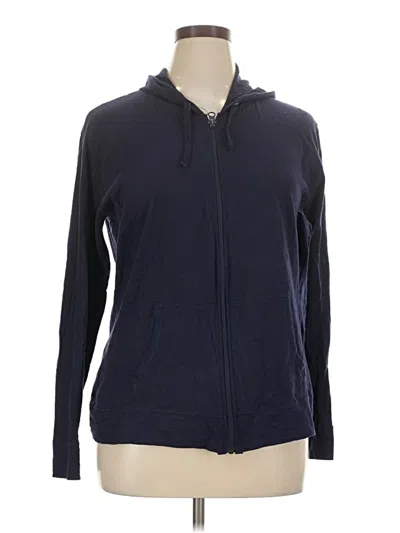 Pre-owned Hanes Zip Up Hoodie In Blue